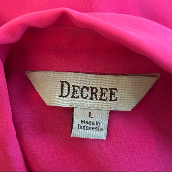 DECREE PINK SHEER TOP SEE THRU MESH JEWELS BEJEWELED COLLAR SZ LARGE SLEEVELESS - Picture 4 of 4